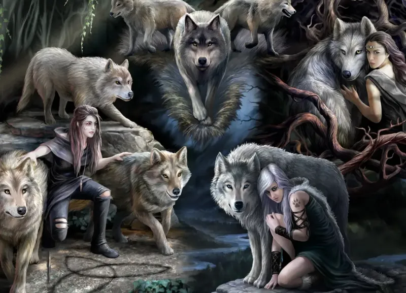 Bluebird Puzzle : Anne Stokes - Wolf collage (1500)