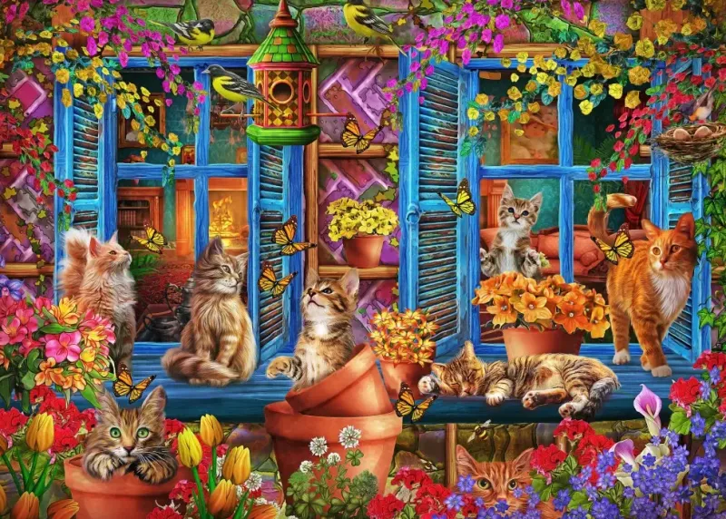 Bluebird Puzzle : Ciro Marchetti - Window Shelf Cats (500)