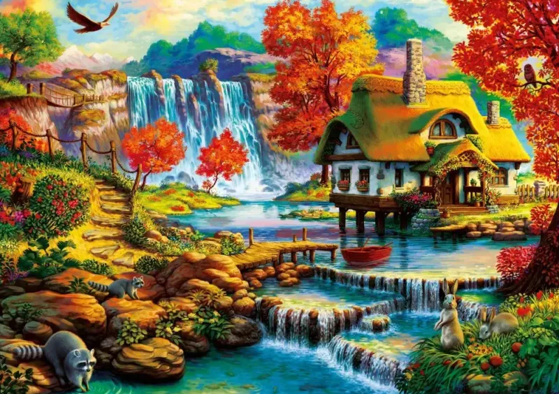 Bluebird Puzzle : Country House by the Water Fall (1000)