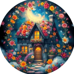 Bluebird Puzzle : Round - Le Cottage Fleuri (501)