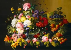 Bluebird Puzzle : Severin Roesen - Still Life, Flower and Fruit 1855 (1000)
