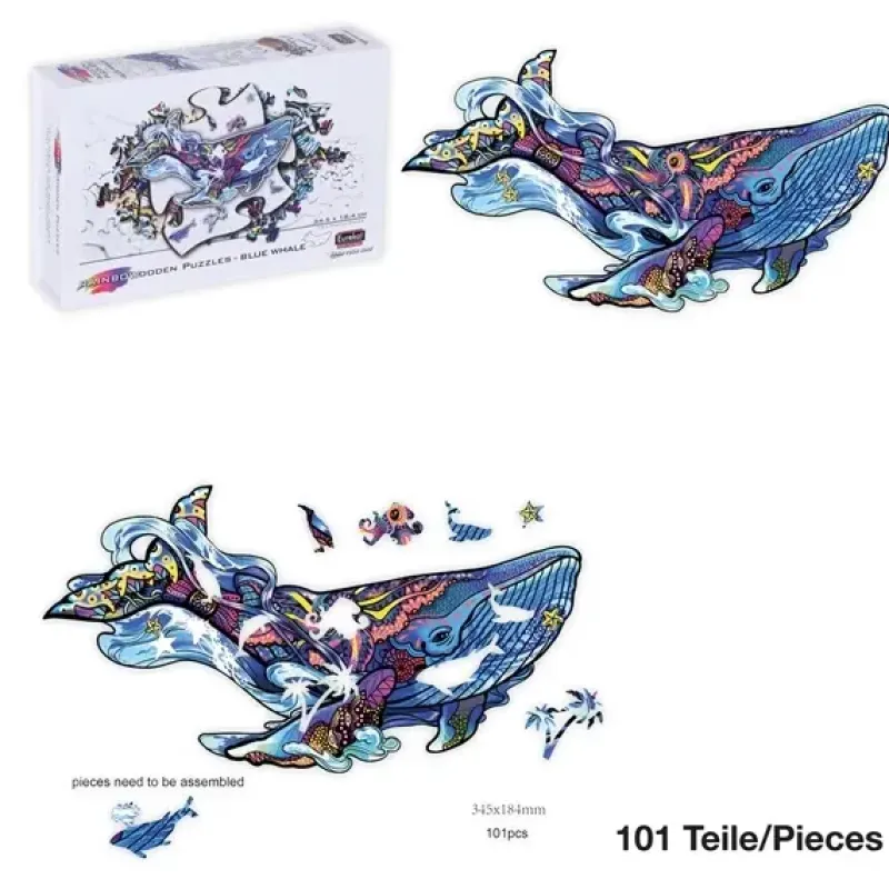 Eureka : Rainbow Wooden Puzzles, Blue Whale (101)