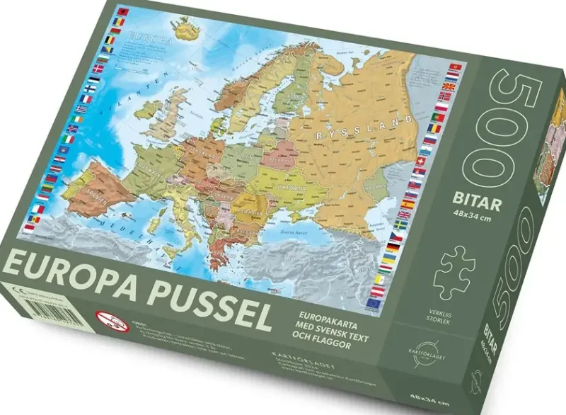 Kartförlaget : Europakarta med svensk text och flaggor (500)