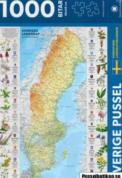 Kartförlaget : Sverige karta med landskapsblommor (1000)