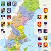 Larsen : Rampussel - Sverigekarta med Länsvapen (70)