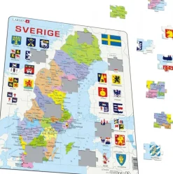 Larsen : Rampussel - Sverigekarta med Länsvapen (70)
