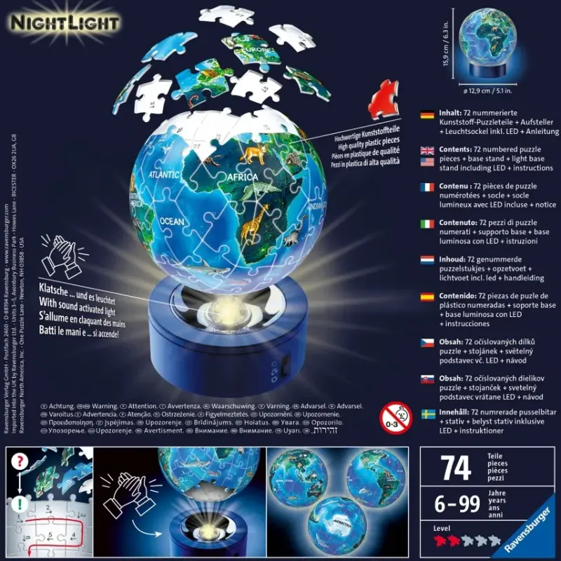 Ravensburger : 3D - Childrens Globe Nightlight, Earth by Night (74)