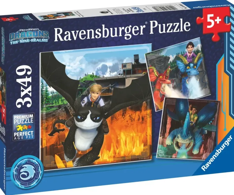 Ravensburger : Dragons - The Nine Realms, Tomas, Jun och D'Angelo (3 x 49)