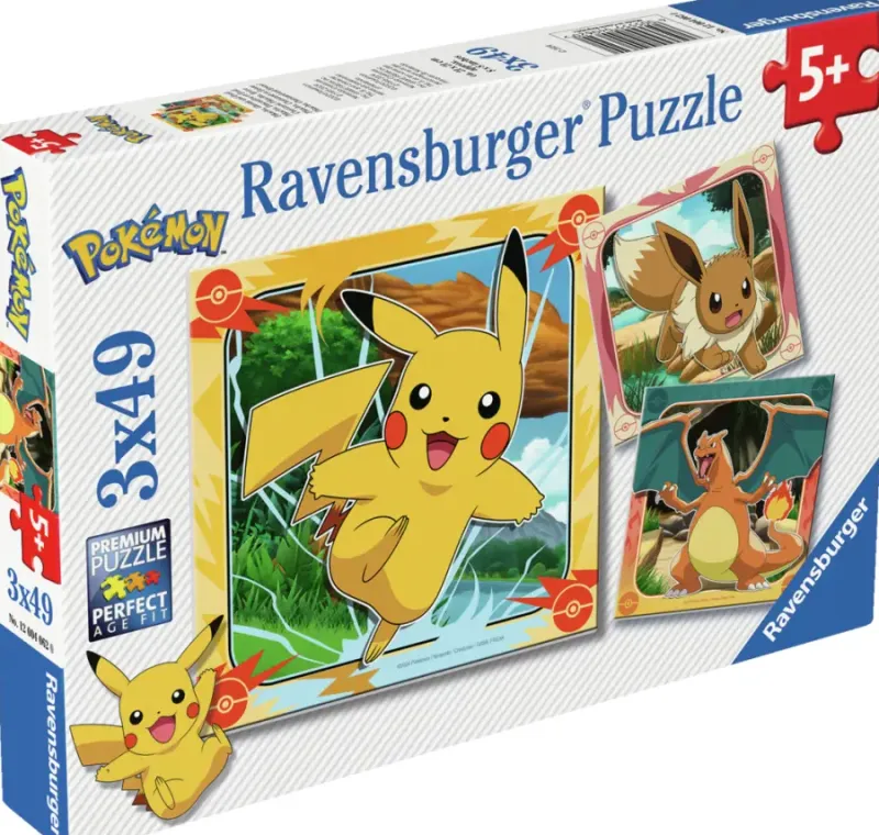 Ravensburger : Pokemon - Pikachu, Charizard and Eevee! (3 x 49)