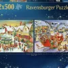 Ravensburger : The Christmas Market & Santa's Christmas Supper (2 x 500)