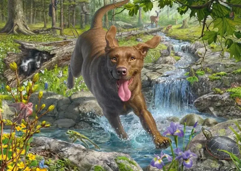 Schmidt : Mark Fredrickson - Springtime Cavorting with a Labrador Retriever (1000)