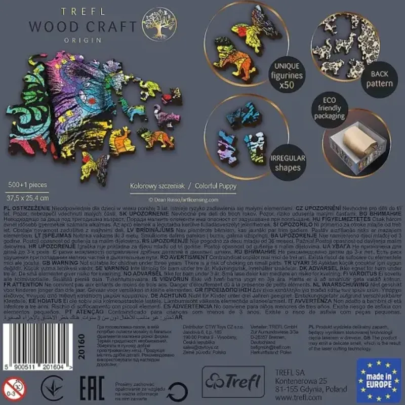 Trefl : Träpussel Wood Craft - Colorful Puppy (501)
