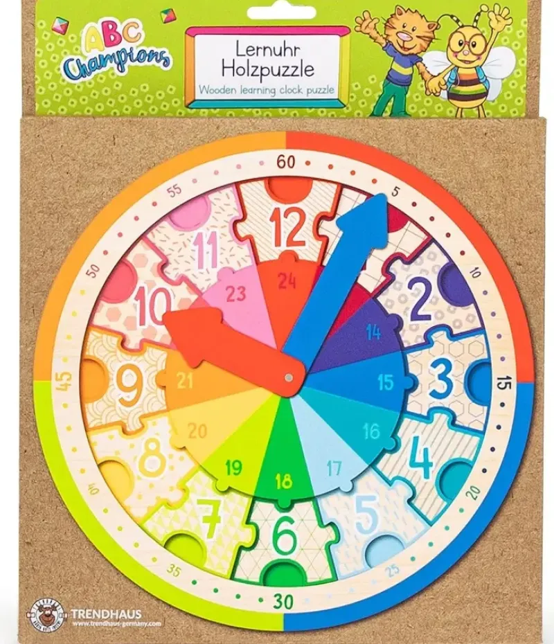 Trendhaus: ABC Champions - Learning Clock Wooden Puzzle